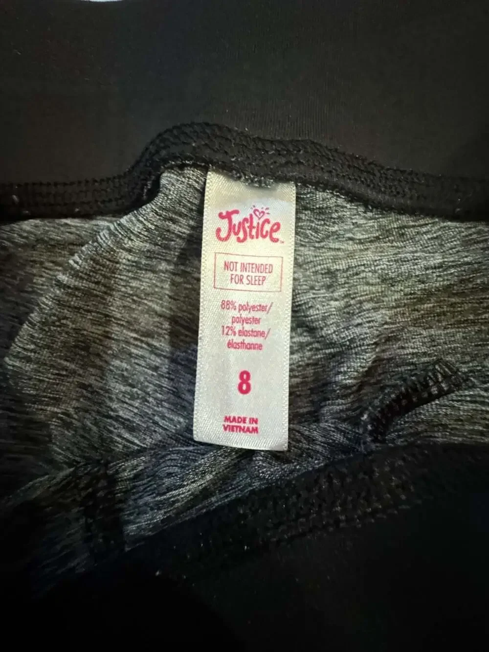 842 Justice Girls Size 8 Heather Gray and Black Jogger Sweatpants